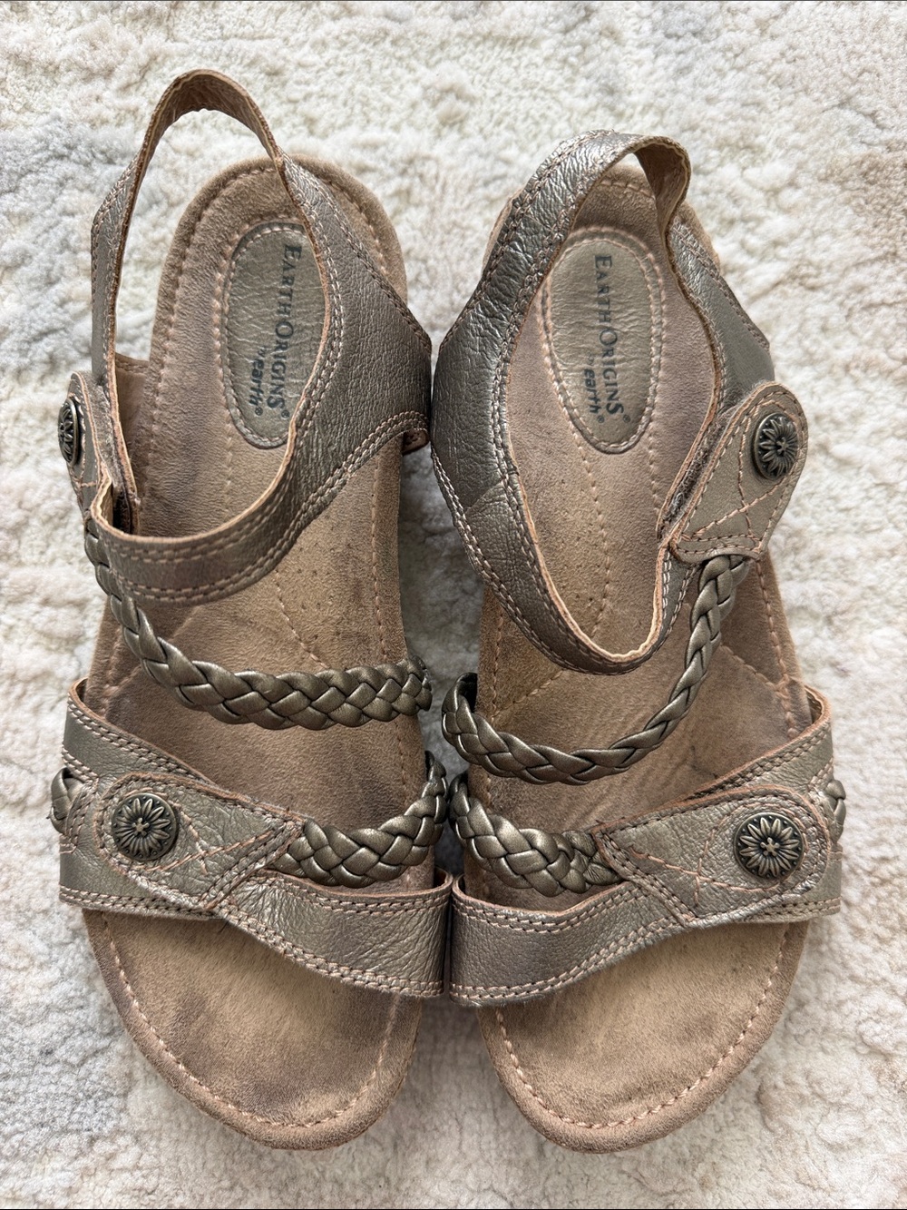 Earth Origins Metallic Taupe Braided Slingback Sandals